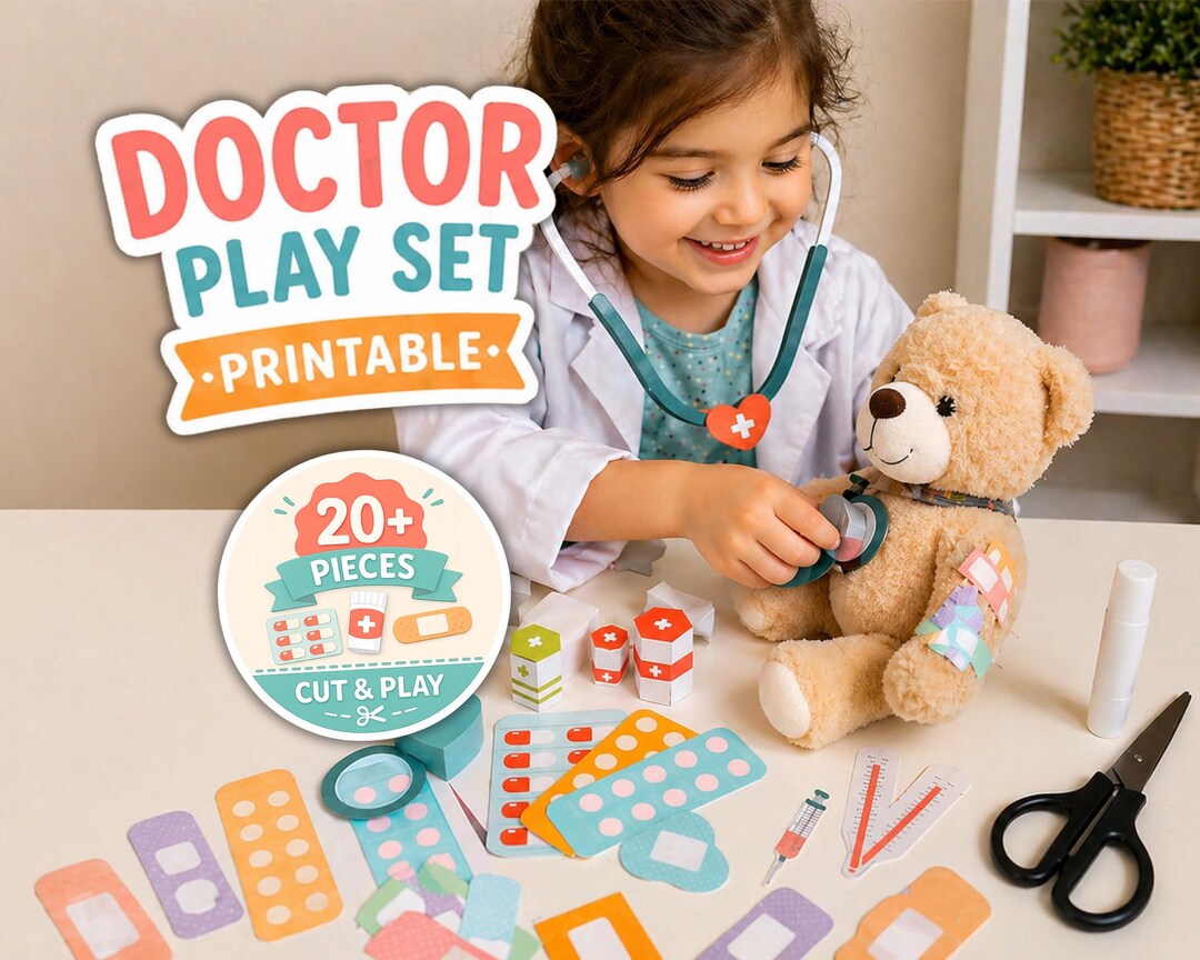 Doctor Pretend Play Set for Kids | Printable Medical Kit | Role Play