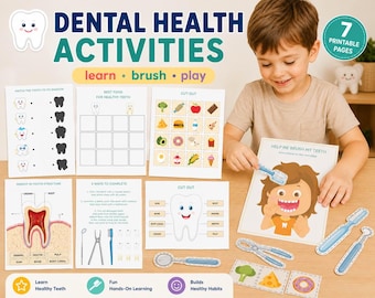 Aktivitäten zur Zahngesundheit für Kinder, Arbeitsblätter zum Zähneputzen, Unterrichtseinheit Zahnhygiene im Vorschulalter, Zahnarzt-PDF zum Ausdrucken