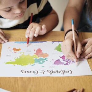 World Map Educational Poster | Continents & Oceans (PDF) - Etsy