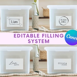 Printable School Memory Box Labels, Editable Filing System Tabs & Name Tags, Canva Editable Milestone File Kit, Keepsake Tote Organization
