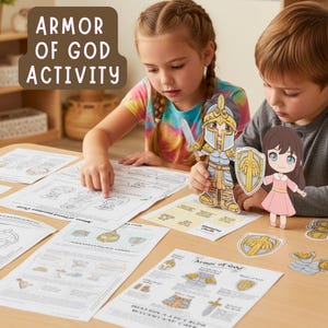 Paquete de actividades bíblicas imprimibles de la Armadura de Dios / Escuela Dominical y PDF para niños cristianos