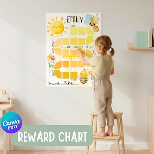 Bee Reward Chart for Toddlers, Editable Chore Chart (Canva PDF Download)