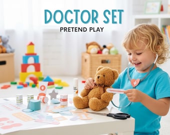 Ausdruckbares Rollenspiel Doktor Kit: 24 Medizinische Elemente (PDF Download