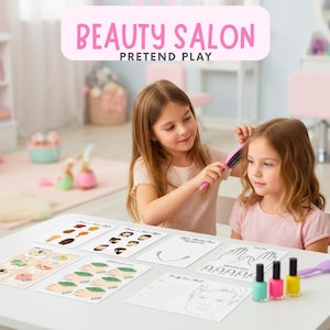 Beauty Salon Pretend Play Printable Set for Kids | Makeup, Hair & Nail Craft Activities | Role Play Beauty Spa Game | Homeschool PDF