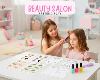 Beauty Salon Pretend Play Printable Set for Kids | Makeup, Hair & Nail Craft Activities | Role Play Beauty Spa Game | Homeschool PDF