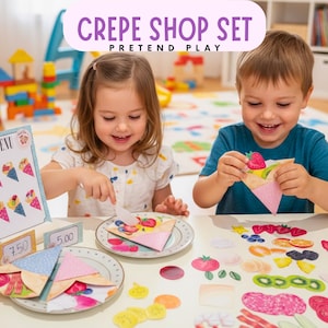 Pretend Play Shop Druckbare | Crepe Stand Dramatisches Spielset | Vorschule PDF