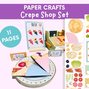 Printable Crepe Shop Pretend Play Set for Kids, Pancake Craft Activity, Toddler Paper Food Play | Preschool Homeschool Dramatic Play