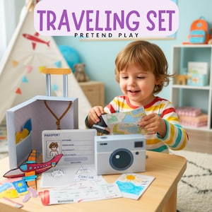 DIY Reise Pretend Play Kit: Koffer, Pass, Tickets (PDF Download)