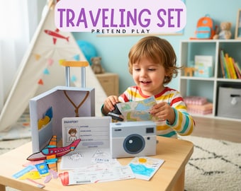 DIY Reise Pretend Play Kit: Koffer, Pass, Tickets (PDF Download)