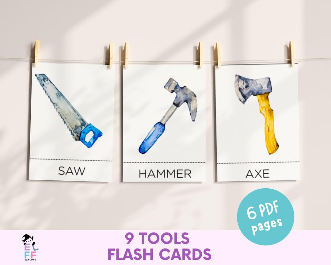 Fun Tool Flashcards for Kids – Printable Toolbox Vocabulary Cards for ...