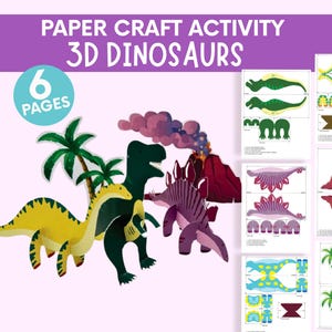 Build a Dinosaur World – Printable Dinosaur Paper Craft Set – Cut and Paste Diorama for Kids – DIY Dinosaur Play Set Activity