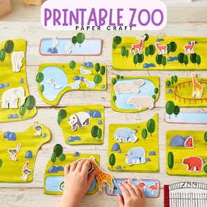 DIY Printable Zoo Activity: Cut & Paste Paper Animals Diorama (PDF Download)