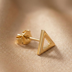 Minimal Gold Triangle Stud Earrings • Geometric Studs • Modern Everyday Jewelry • Gift For Her Him