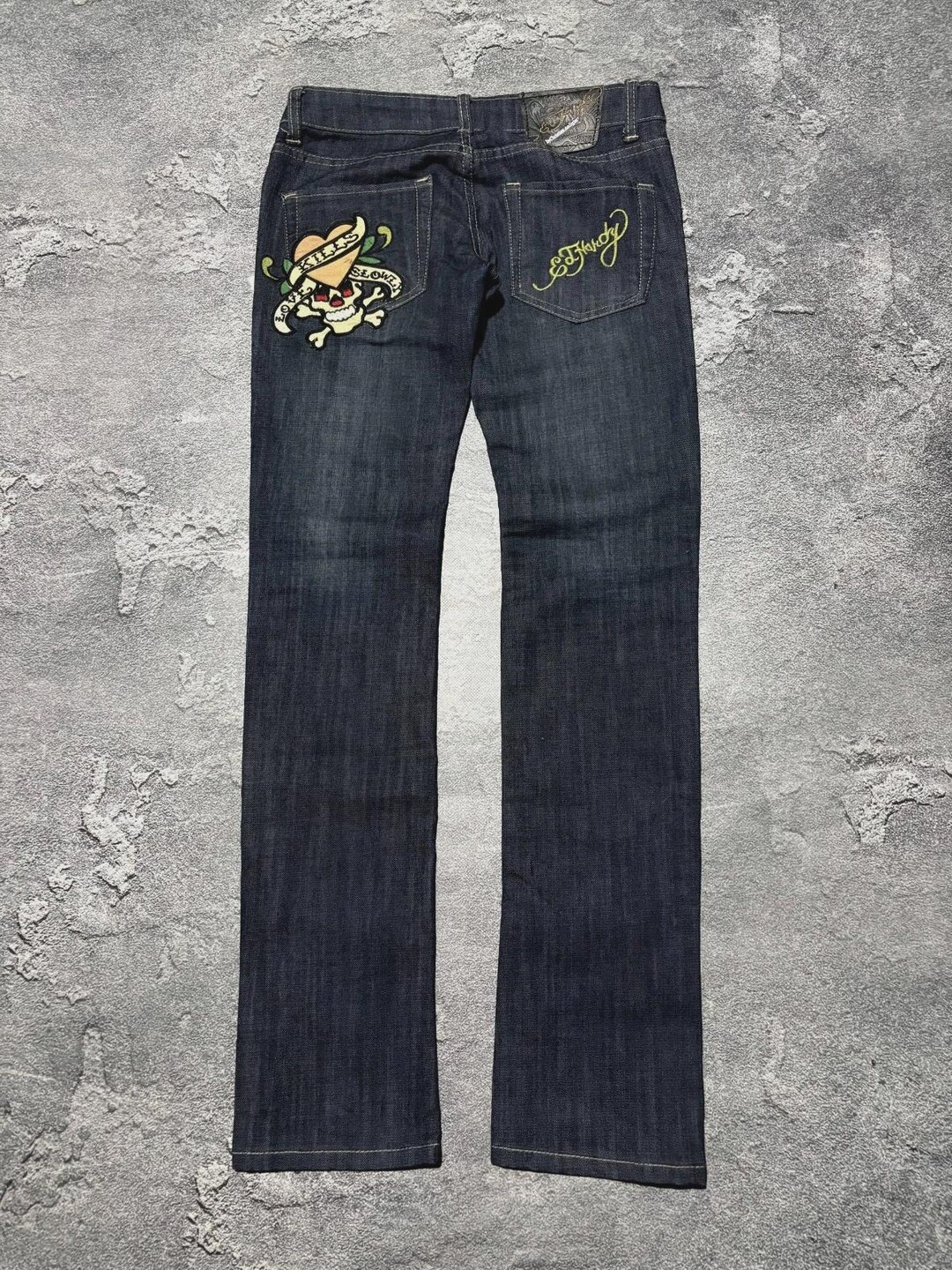 Vintage 90s Christian Audigier Ed Hardy Y2K Big Logo Jeans Pants