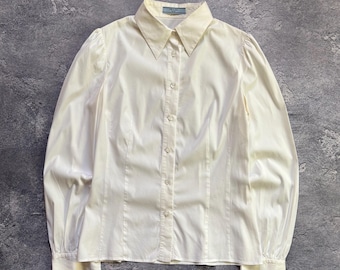 Prada Milano Luxury Woman’s White Blouse Shirt Button Up Size 42