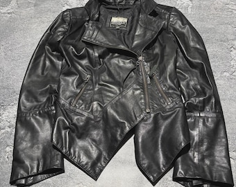 Vintage Rick Owens TYPE! Asymmetrical Avant Garde Opium Zippers Leather Jacket Size M