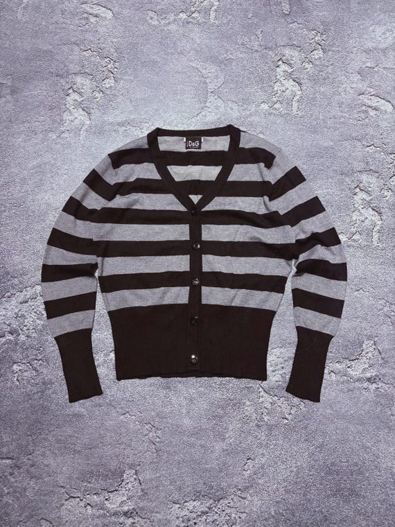 Dolce & Gabbana, Vintage 90s Dolce & Gabbana Luxury Striped Cotton Cardigan Womens Size S
