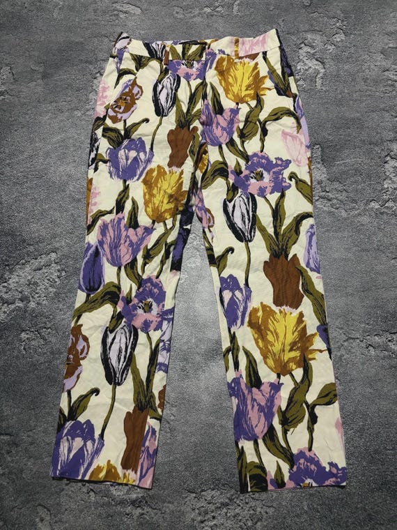 Weekend Max Mara, Weekend Max Mara Floral Tulip Pants Size IT 40 US 6 Cropped Cigarette Stretch