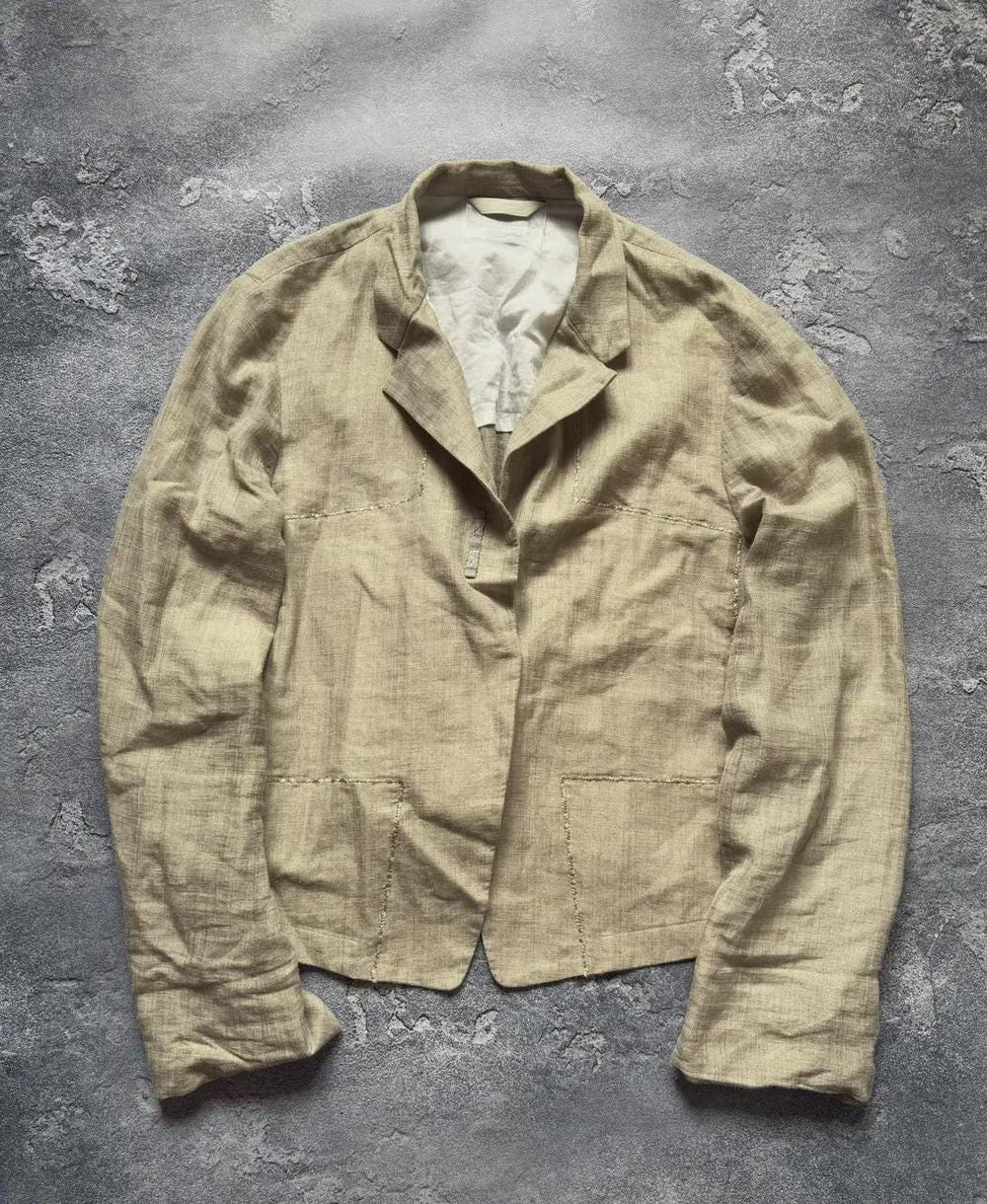 Marithé + François Girbaud, Vintage Marithe Francois Girbaud Beige Linen Blazer Jacket Women's Size D38