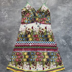Vintage Desigual Y2K Colorful Boho Patchwork Floral Dress Womens Size 40