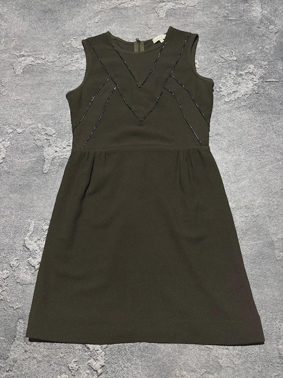 Sandro, Sandro Paris Embellished Chain Mini Dress Dark Olive Green Size 3 L Shift Riri