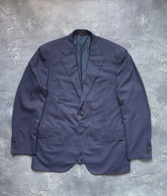 Corneliani, Vintage Corneliani Luxury Virgin Wool Blue Blazer Jacket