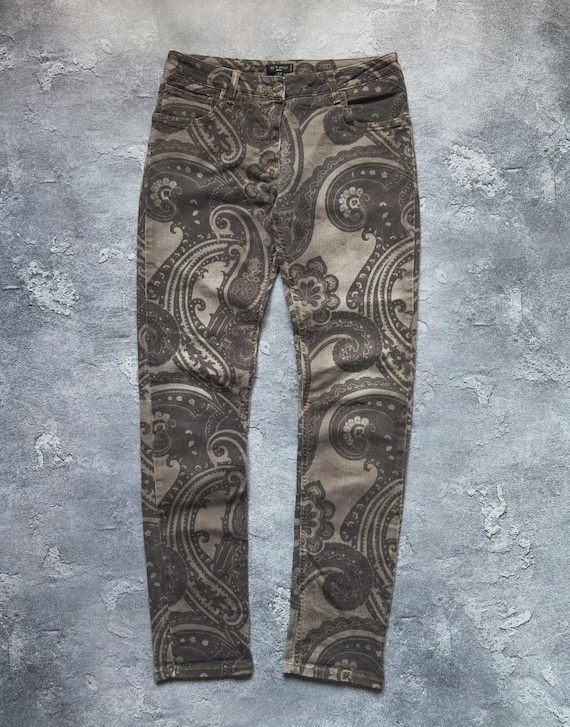 Etro, Vintage ETRO Milano Luxury All Over Paisley Pattern Pants Womens Size 27