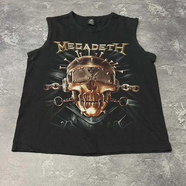 Vintage 90s Megadeth Vic Rattlehead Y2K Metal Band Tank Tee Rare