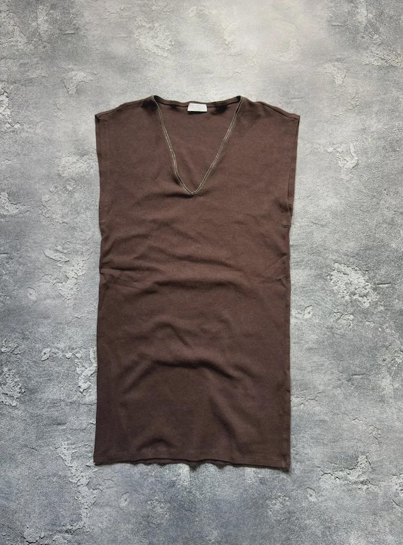 Brunello Cucinelli, Vintage Brunello Cucinelli Monili V-Neck Luxury Tunic Dress