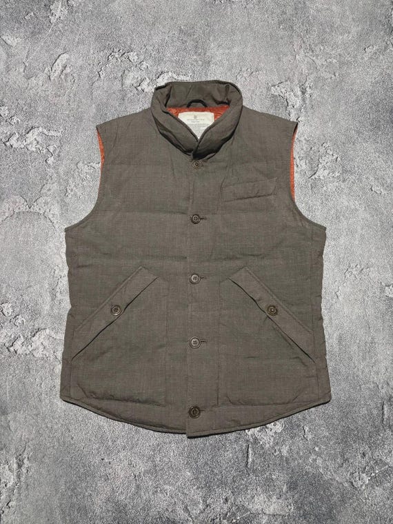 Brunello Cucinelli, Vintage Rare Brunello Cucinelli Luxury Gray Down Puffer Vest Womens Size XL