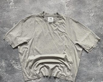 Adidas Y-3 Yohji Yamamoto Logo Oversized Gray T-Shirt Size M