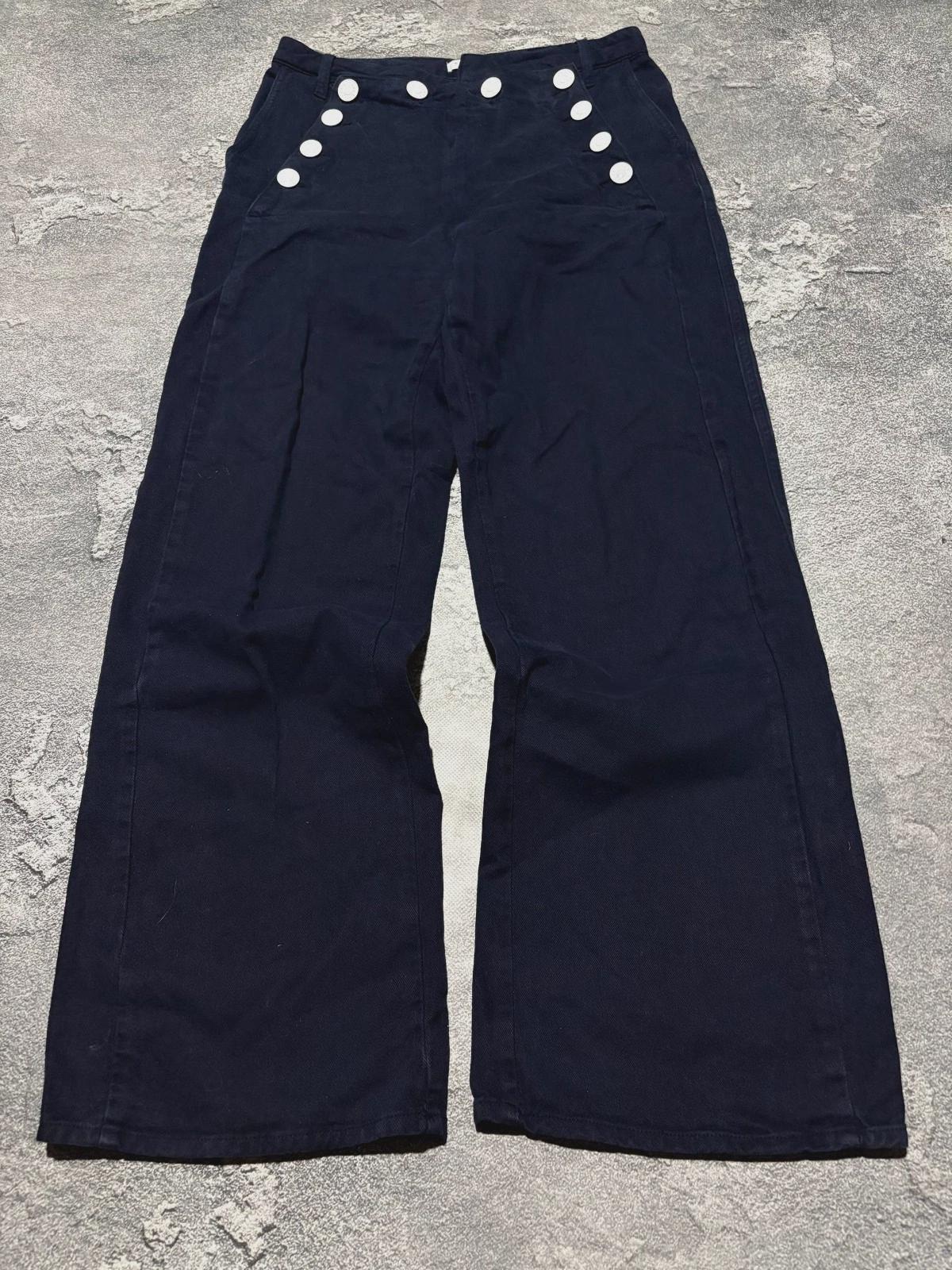 Sandro, Sandro Paris Women Navy Blue Sailor Wide Leg Pants Size 38 High Waist Flare