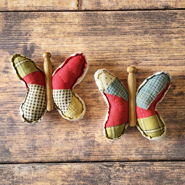 Vintage quilted Butterflies- set of 2 butterflies