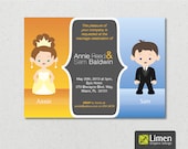 Invitación de Bodas Graciosa - Personalizada con una ilustración de la novia y del novio - Invitación de Casamiento - Para imprimir