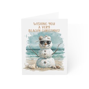 Tarjetas de felicitación navideñas playeras / Tarjetas navideñas playeras, tarjetas navideñas, saludos de temporada, tarjetas con notas, tarjetas con temática oceánica