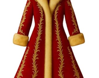 Abrigo de lana roja bordado / Prenda de abrigo navideña vintage / Chaqueta elegante hecha a mano