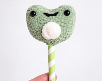 Crochet Frog Cake Pop Plush | Mini Amigurumi Frog Treat Toy