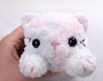 Crochet Cotton Candy Loaf Cat Plush | Handmade Pastel Cat Plushie | Kawaii Gift