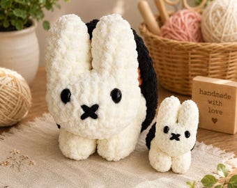 Crochet Miffy Plush keychain – Shrimp Tempura Nigiri Bunny Sushi keychain