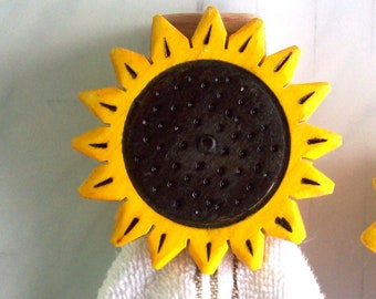 Sunflowers wooden hand painted Sunflower kitchen Sunflower hooks Sunflower Bathroom Nursery RV's Magic towel holder Free shipping all USA