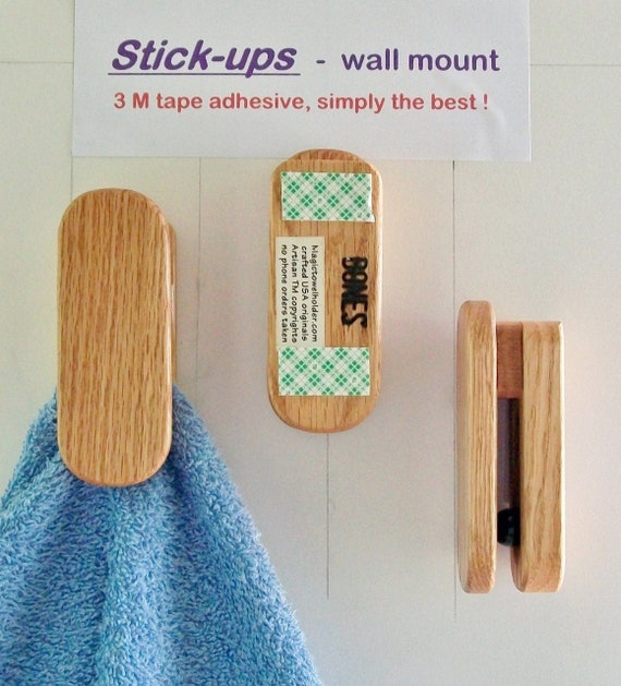 Adhesive Wall Hooks Wooden Towel Hooks Bathroom Kitchen Towel Rack