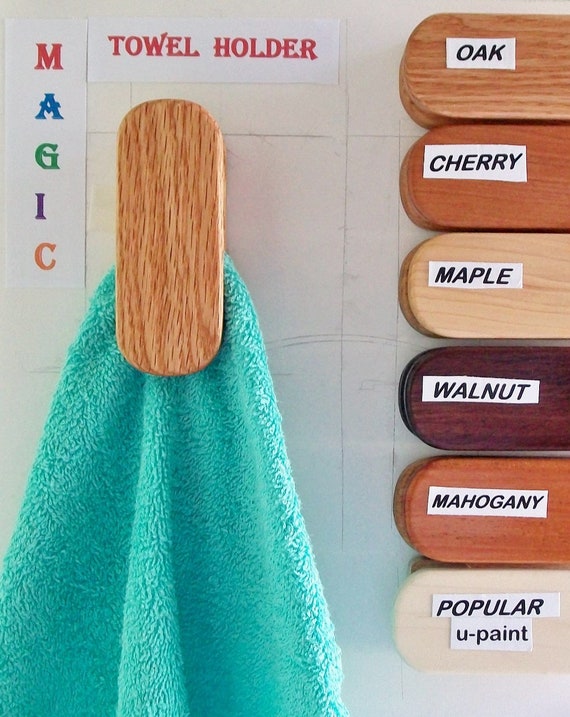 Wooden Towel Hook Decorative Handmade Craft Self for Free Nails , Walnut