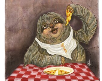 Pizza time | Sloth | Illustration | print