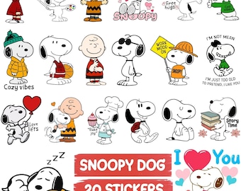 Paquete SVG de Snoopy Dog: imágenes prediseñadas de Peanuts, imágenes PNG de Charlie Brown
