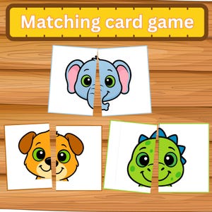 Montessori Matching Cards for Toddlers | Symmetry Puzzle | Fruit & Animal Pairing Game | Kindergarten Learning | Printable Flashcards