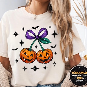 Pumpkin Cherries Png, Pumpkin Bow, Pumpkin Cheeries Coquette Png, Autumn Girly Png, Halloween Pumpkin Png, Fall Pumpkin Png, Retro Fall Png,