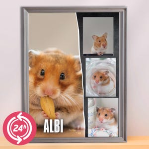 Personalized hamster photos, beloved hamster poster, keepsake hamster portrait ready for printing