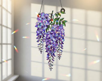 Acchiappasole olografico glicine / Decorazione da appendere alla finestra in acrilico viola