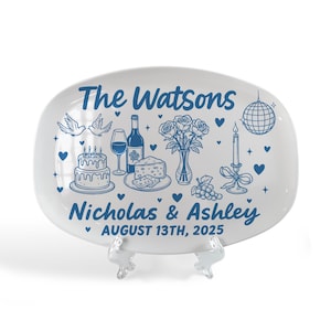 Personalized Wedding Platter for Couple, Custom Anniversary Gift with Names & Date, The Watsons Serving Dish, Engagement Party Tray