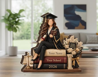 Personalized Lawyer Graduation Wooden Block: Custom Law School Desk Plaque Gift